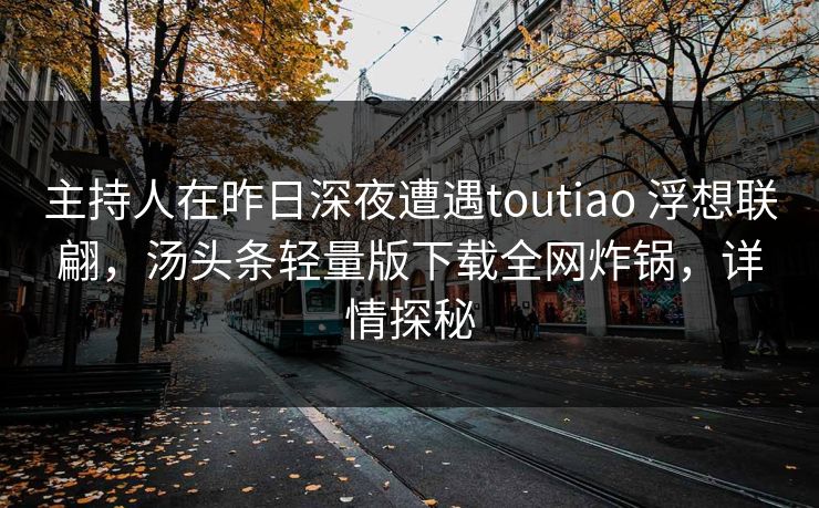 主持人在昨日深夜遭遇toutiao 浮想联翩，汤头条轻量版下载全网炸锅，详情探秘