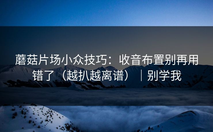 蘑菇片场小众技巧：收音布置别再用错了（越扒越离谱）｜别学我